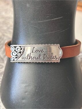Brighton "Love without Rules" bracelet with tan Leather Adjustable Band